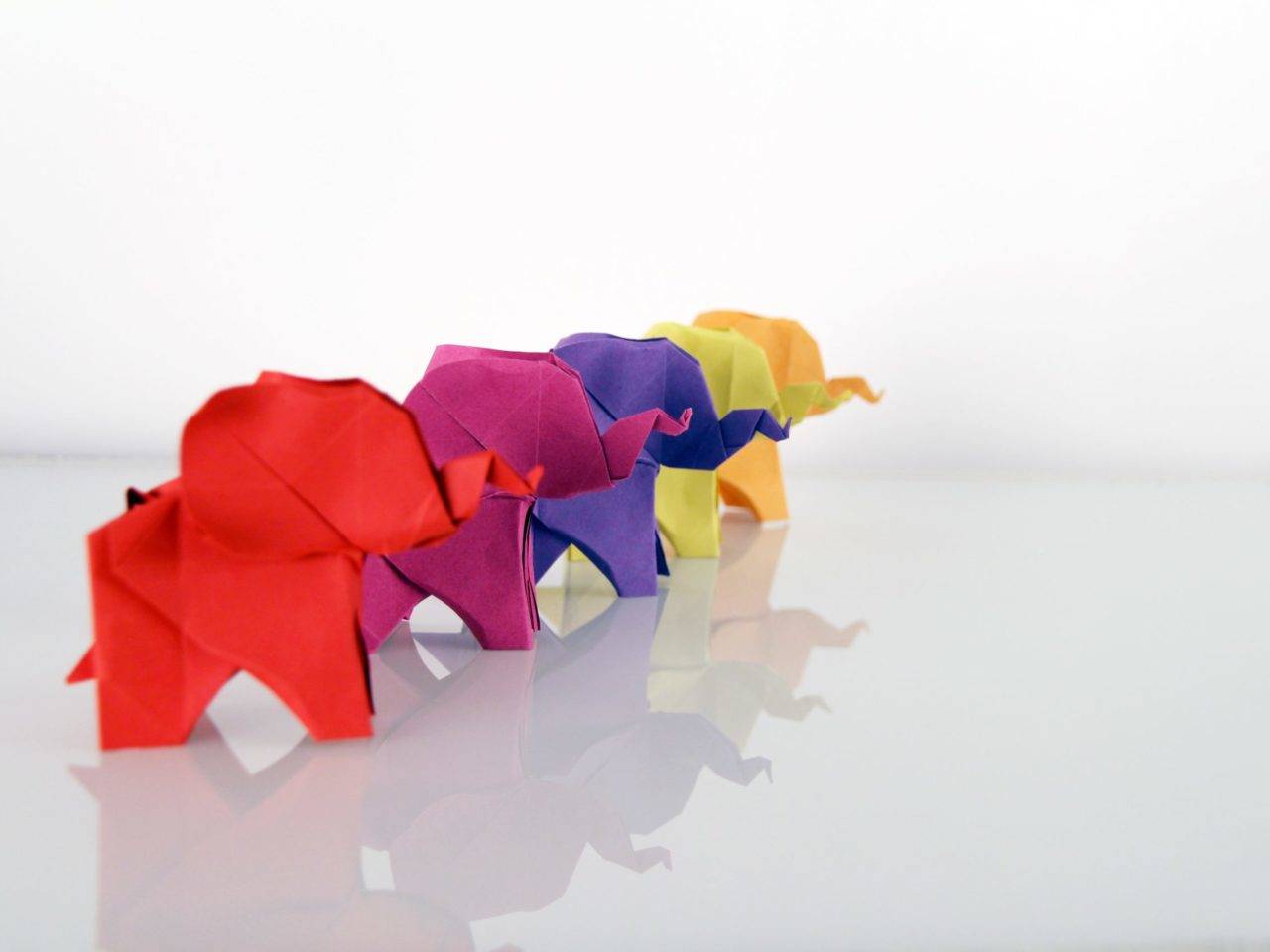 4 colourful elephants origami